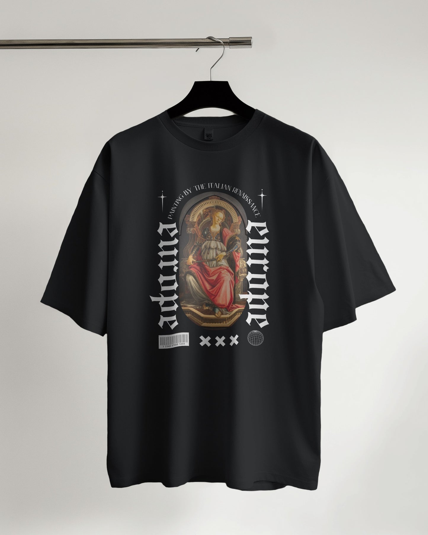 Italian Renaissance Graphic Oversized Tee – Crimson Edition